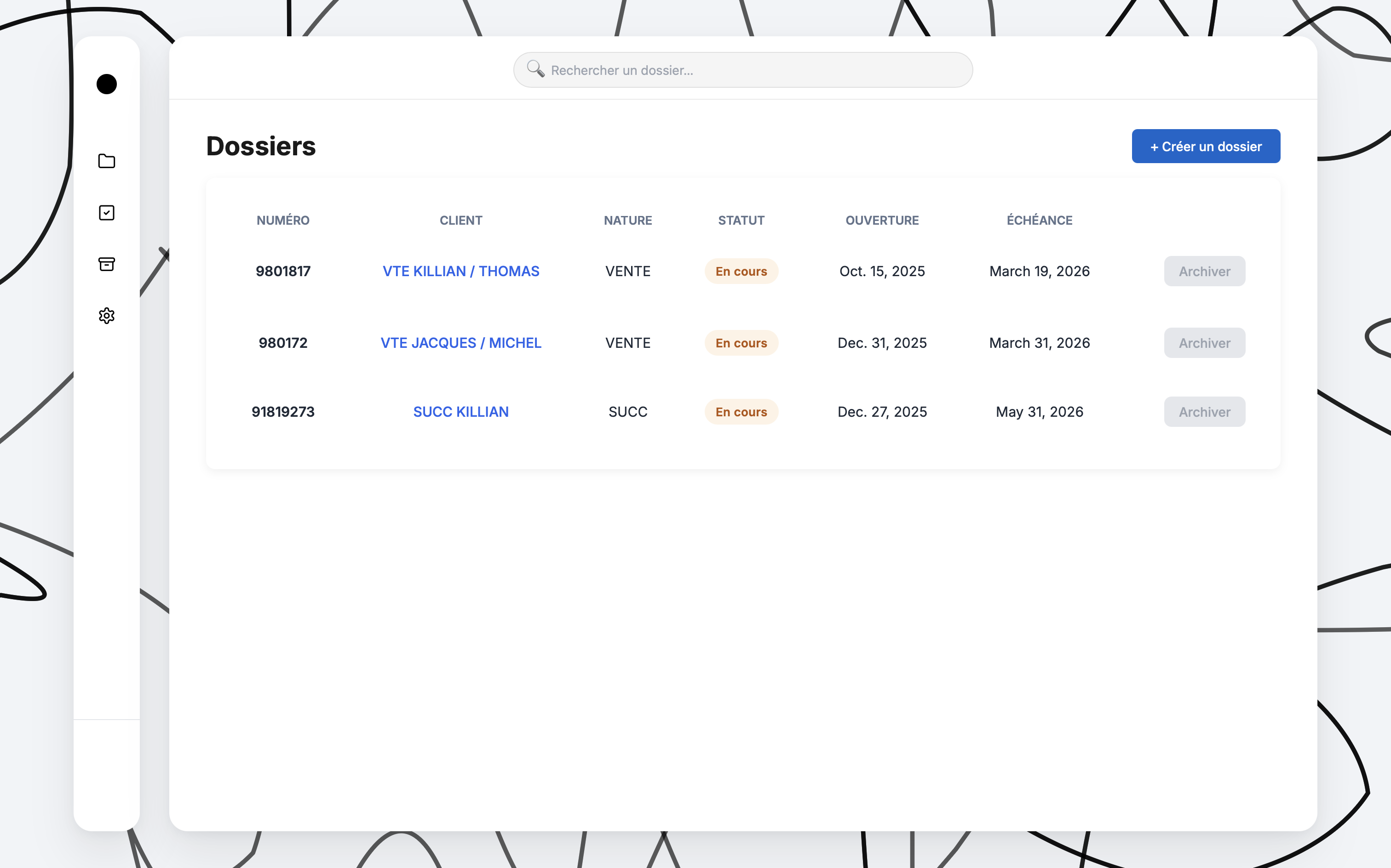 Vue dossiers NotFlow